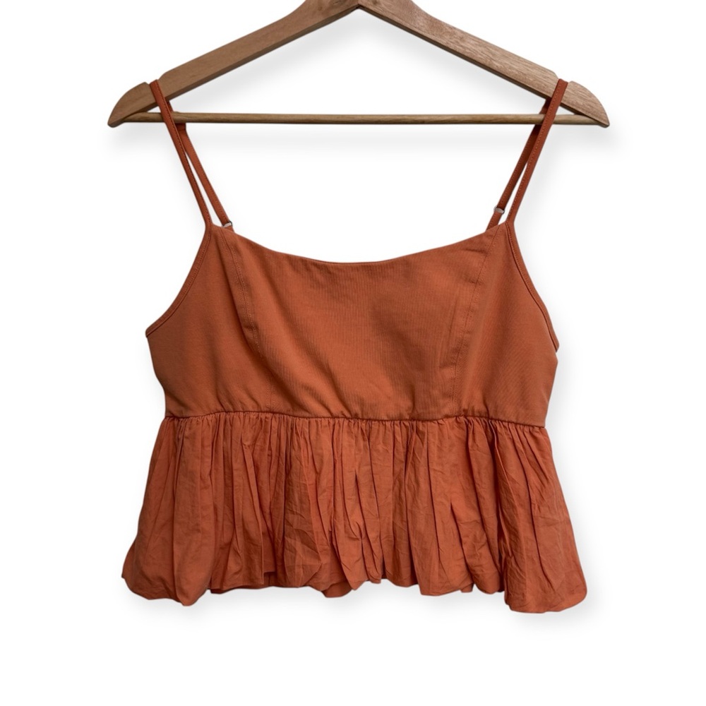 Maeve Anthropologie Ruffle Bubble Hem Cropped Top‎